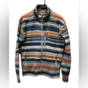 Ariat Caldwell full zip sweater blue orange grey stripes, size S